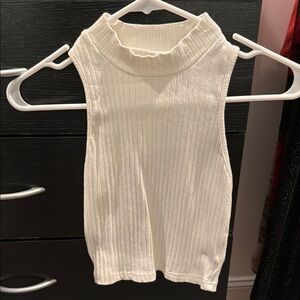 Sleeveless Ribbed Knit Top in Cream